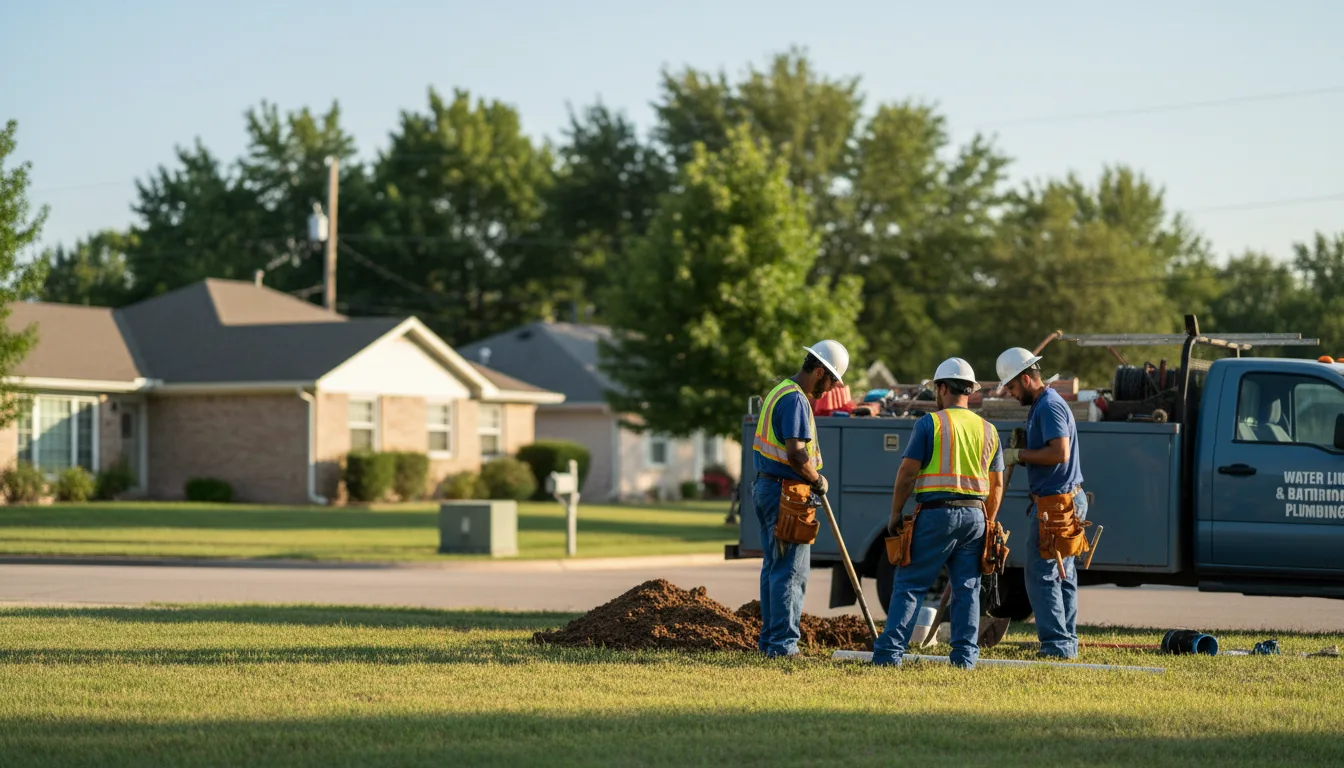 Residential water line and bathroom plumbing service in Danciger, TX
